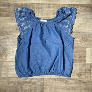 Btween Girls Loose Cropped Boho Sleeve Embroidered Shirt Size 12